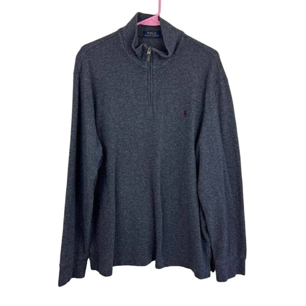 Polo Ralph Lauren Gray heathered 1/4 zip long sleeve sweater size XL